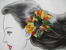 Load image into Gallery viewer, Camelia Beige Kimono Fabric Hair Tie, Vintage Fabric Scrunchies
