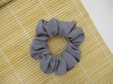 Load image into Gallery viewer, Solid Gray Silk Kimono Scrunchies, Handmade Japanese Gift Upcycled Silk Scrunchy
