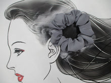 Load image into Gallery viewer, Solid Gray Silk Kimono Scrunchies, Handmade Japanese Gift Upcycled Silk Scrunchy
