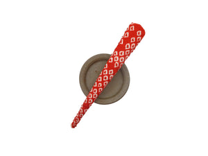 Red Kimono Shibori Silk Clip, Metal Long Clip