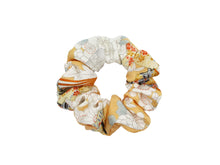 Load image into Gallery viewer, Silk Kimono Simple Scrunchies, Upcycle Handmade, Ship from USA Floral Coral
