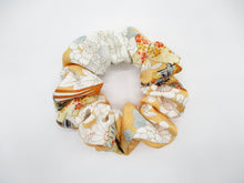 Load image into Gallery viewer, Silk Kimono Simple Scrunchies, Upcycle Handmade, Ship from USA Floral Coral
