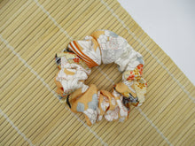 Load image into Gallery viewer, Silk Kimono Simple Scrunchies, Upcycle Handmade, Ship from USA Floral Coral
