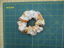 Load image into Gallery viewer, Silk Kimono Simple Scrunchies, Upcycle Handmade, Ship from USA Floral Coral
