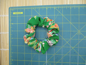 Japanese Fabric Kimono Hair Tie Silk Kimono Upcycled Green
