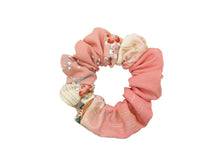 Load image into Gallery viewer, Pink Floral Silk Kimono Scrunchies Ship from USA Japanese Upcycled

