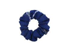 Load image into Gallery viewer, Purplish Blue Silk Kimono Scrunchies Japanese Fabric Handmade
