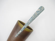 Load image into Gallery viewer, Floral Light Gray Blue Minimalist Hair Kimono Clip 130mm Long
