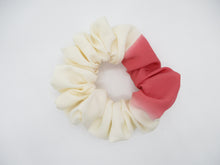 Load image into Gallery viewer, Pink Accent Cream White Silk Kimono Scrunchies Handmade Japanese Gift
