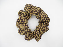 Load image into Gallery viewer, Brown Silk Kimono Scrunchies, Japanese Hair Accessory Upcycled Handmade
