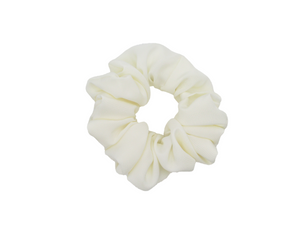 Cream White Soft Simple Silk Kimono Scrunchy, Vintage Fabric Scrunchie