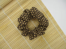 Load image into Gallery viewer, Brown Silk Kimono Scrunchies, Japanese Hair Accessory Upcycled Handmade
