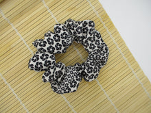 Load image into Gallery viewer, Black X White Kimono Scrunchie, Silk Scrunchy, Vintage Fabric Upcycled
