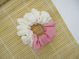 Kawaii Pink Accent Cream White Kimono Scrunchies