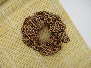 Brown Silk Kimono Scrunchies, Japanese Gift Hair Accessory