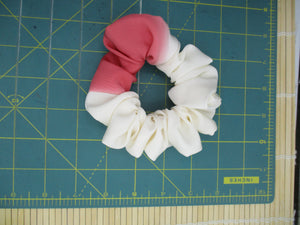 Pink Accent Cream White Silk Kimono Scrunchies Handmade Japanese Gift