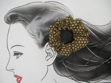 Load image into Gallery viewer, Brown Silk Kimono Scrunchies, Japanese Hair Accessory Upcycled Handmade
