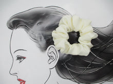 Load image into Gallery viewer, Cream White Soft Simple Silk Kimono Scrunchy, Vintage Fabric Scrunchie
