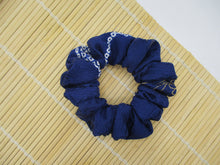 Load image into Gallery viewer, Purplish Blue Silk Kimono Scrunchies Japanese Fabric Handmade

