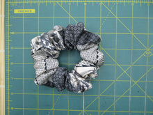 Load image into Gallery viewer, Gray Elegant Silk Kimono Upcycled Scrunchies, Ship from USA
