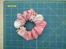 Load image into Gallery viewer, Pink Floral Silk Kimono Scrunchies Ship from USA Japanese Upcycled
