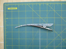 Load image into Gallery viewer, Floral Light Gray Blue Minimalist Hair Kimono Clip 130mm Long
