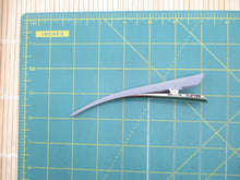Load image into Gallery viewer, Solid Light Gray Upcycled Silk Kimono Hair Clip, Ship from USA 5 1/8 inches
