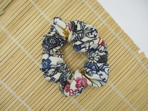 Katazome Silk Kimono Scrunchies, Ship from USA Upcycled Vintage Fabric