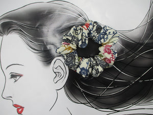Katazome Silk Kimono Scrunchies, Ship from USA Upcycled Vintage Fabric