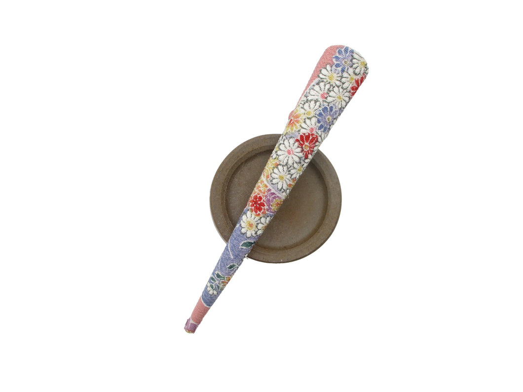 Pink Floral Japanese Kimono Long Metal Hair Clip, Eco Friendly Gift, Ship from USA
