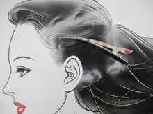 Load image into Gallery viewer, Pink Floral Japanese Kimono Long Metal Hair Clip, Eco Friendly Gift, Ship from USA
