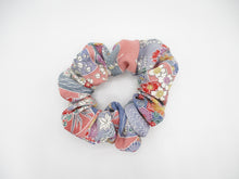 Load image into Gallery viewer, Pink Kimono Scrunchies, Silk Fabric Hair Tie Ship from USA Floral
