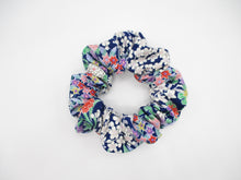 Load image into Gallery viewer, Silk Kimono Scrunchies Ship from USA Handmade Japanese Gift, Blue Floral

