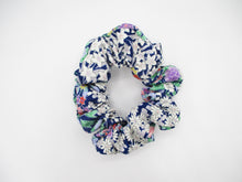Load image into Gallery viewer, Silk Kimono Scrunchies Ship from USA Handmade Japanese Gift, Blue Floral
