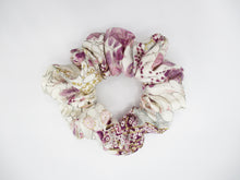 Load image into Gallery viewer, Purple Elegant Silk Kimono Scrunchies, Silk Kimono Upcycled Handmade Hair Tie
