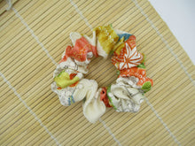 Load image into Gallery viewer, Elegant Pastel Kimono Scrunchies, Vintage Silk Fabric Hair Tie
