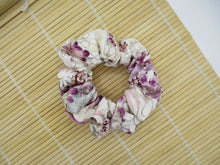 Load image into Gallery viewer, Purple Elegant Silk Kimono Scrunchies, Silk Kimono Upcycled Handmade Hair Tie
