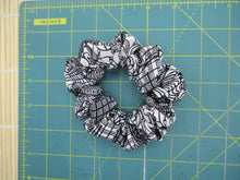 Load image into Gallery viewer, Black Kiribame Silk Kimono Scrunchies, Japanese Fabric Hair Tie
