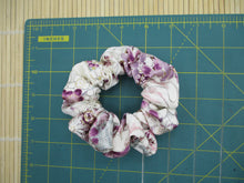 Load image into Gallery viewer, Purple Elegant Silk Kimono Scrunchies, Silk Kimono Upcycled Handmade Hair Tie
