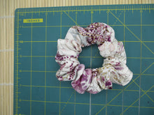 Load image into Gallery viewer, Purple Elegant Silk Kimono Scrunchies, Silk Kimono Upcycled Handmade Hair Tie
