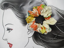 Load image into Gallery viewer, Elegant Pastel Kimono Scrunchies, Vintage Silk Fabric Hair Tie
