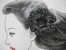 Load image into Gallery viewer, Black Asanoha Silk Kimono Scrunchie Vintage Fabric Accessory
