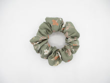 Load image into Gallery viewer, Floral Gray Pink Upcycled Vintage Silk Kimono Scrunchie
