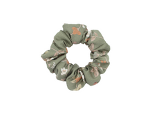 Load image into Gallery viewer, Floral Gray Pink Upcycled Vintage Silk Kimono Scrunchie

