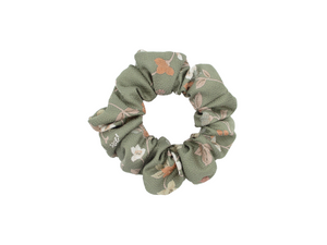 Floral Gray Pink Upcycled Vintage Silk Kimono Scrunchie
