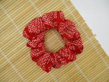 Load image into Gallery viewer, Red Shibori Vintage Kimono Scrunchies, Handmade Ship from USA
