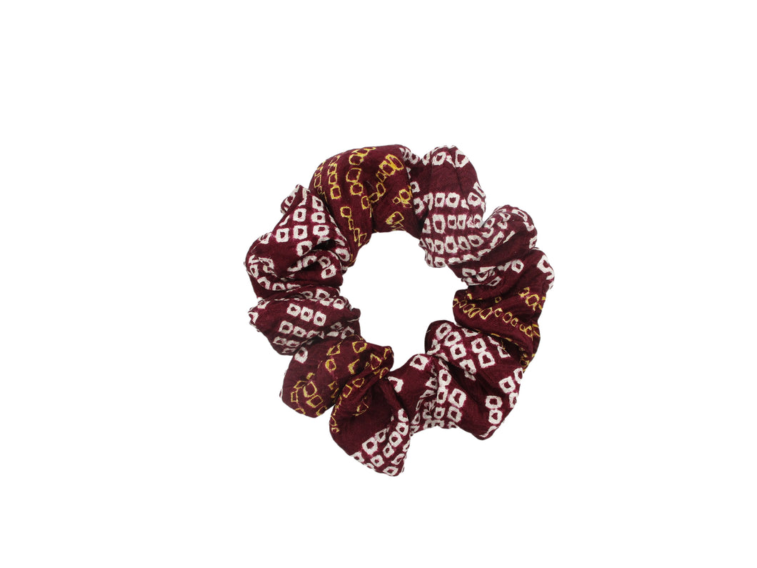 Brown Purple Shibori Silk Kimono Scrunchies, Ship from USA