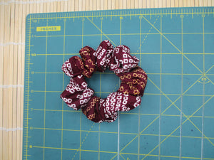 Brown Purple Shibori Silk Kimono Scrunchies, Ship from USA