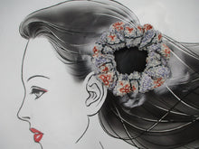 Load image into Gallery viewer, Light Pink Purple  Shibori Silk Scrunchies, Recycled Kimono Hair Tie

