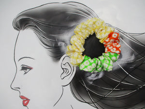 Vitamin Color Silk Kimono Scrunchies Green Yellow Orange